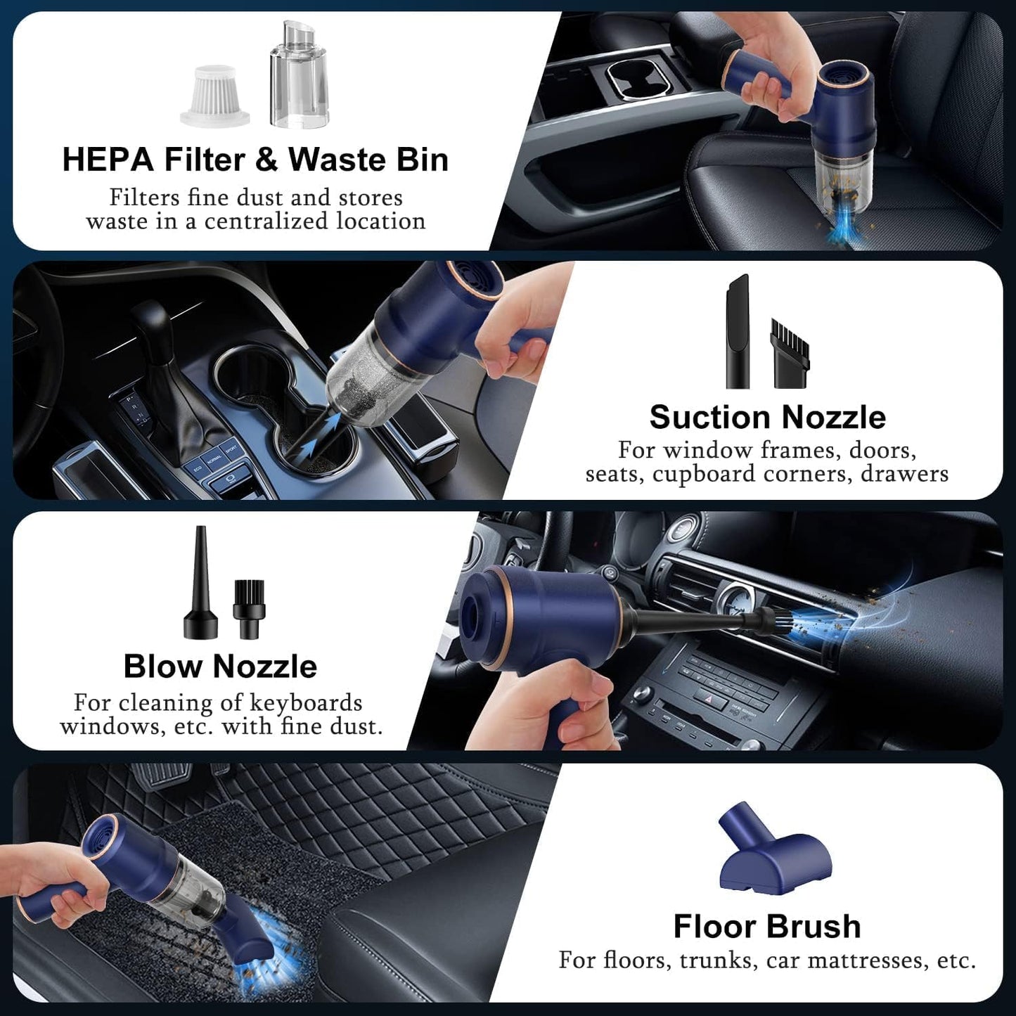 Car Vacuum & Blower 8,000 Pa - Handheld, Cordless