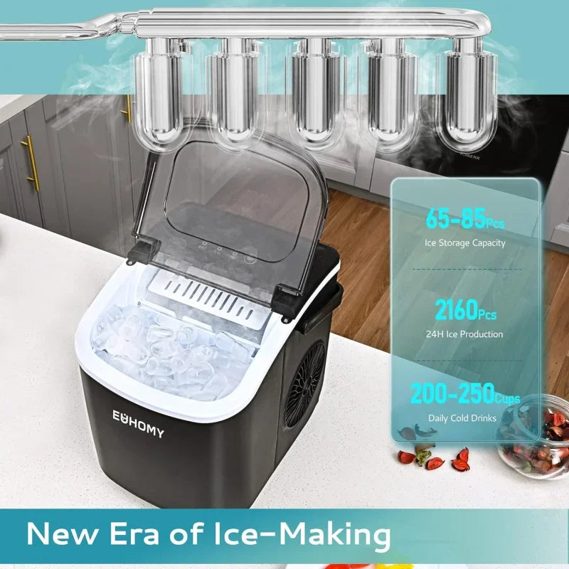 Countertop Ice Maker, 26lbs/Day, 9 Cubes in 6 Mins, Portable