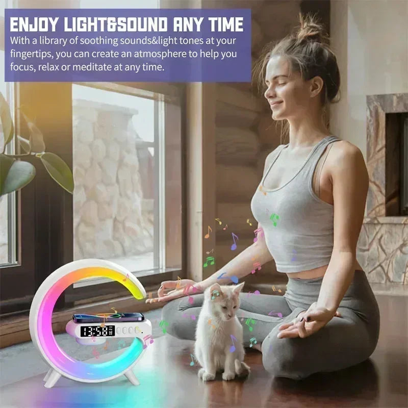 Smart Wake LED Speaker & RGB Night Light with 15W Wireless Charging
