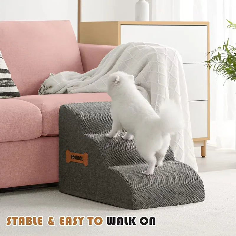 Detachable Pet Stairs - Soft Sponge Dog Ramp for High Beds