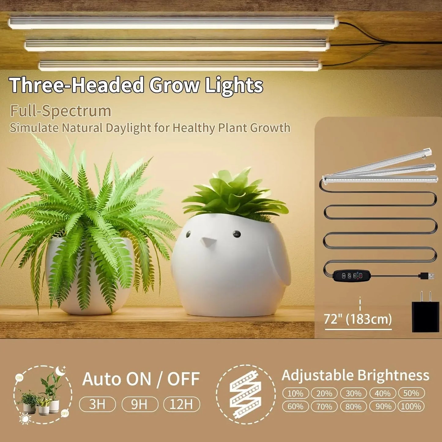Indoor Plant Stand with Grow Lights, 8 Tier Metal Shelf